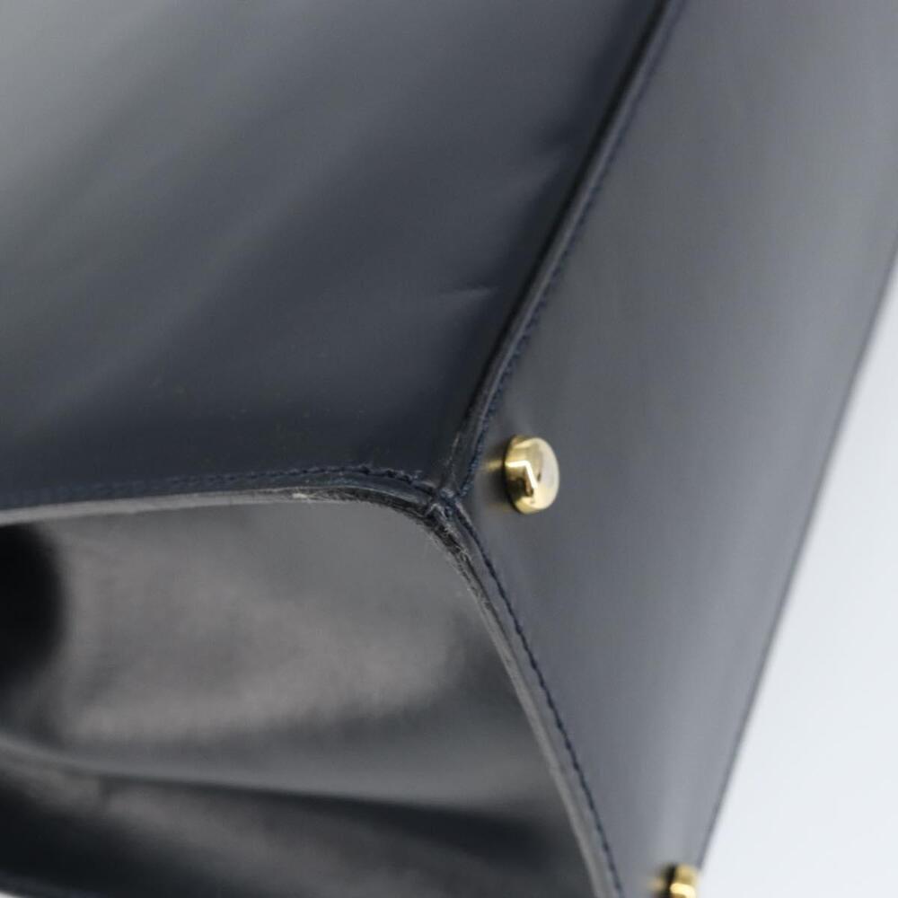 CELINE Circle Hand Bag Leather Navy Gold Auth 149129 - Picture 16 of 16